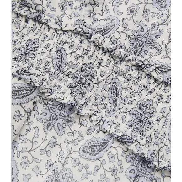 PAIGE Silk Georgette Giannina Mini Dress White/Periwinkle Size XS - Picture 11 of 13